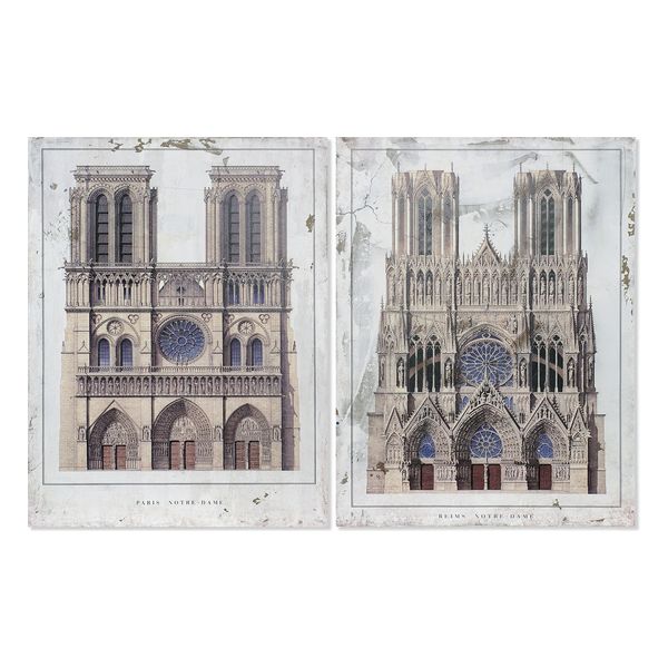Tablou Dekodonia Notre Dame Lemn Tradiţional (2 pcs) (60 x 3 x 80 cm)